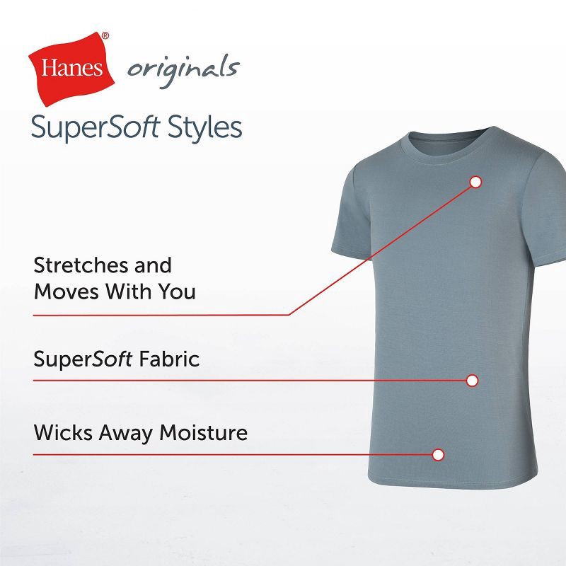 slide 6 of 7, Hanes Boys' 3pk SuperSoft Crew T-Undershirts - Black/White/Gray M, 3 ct
