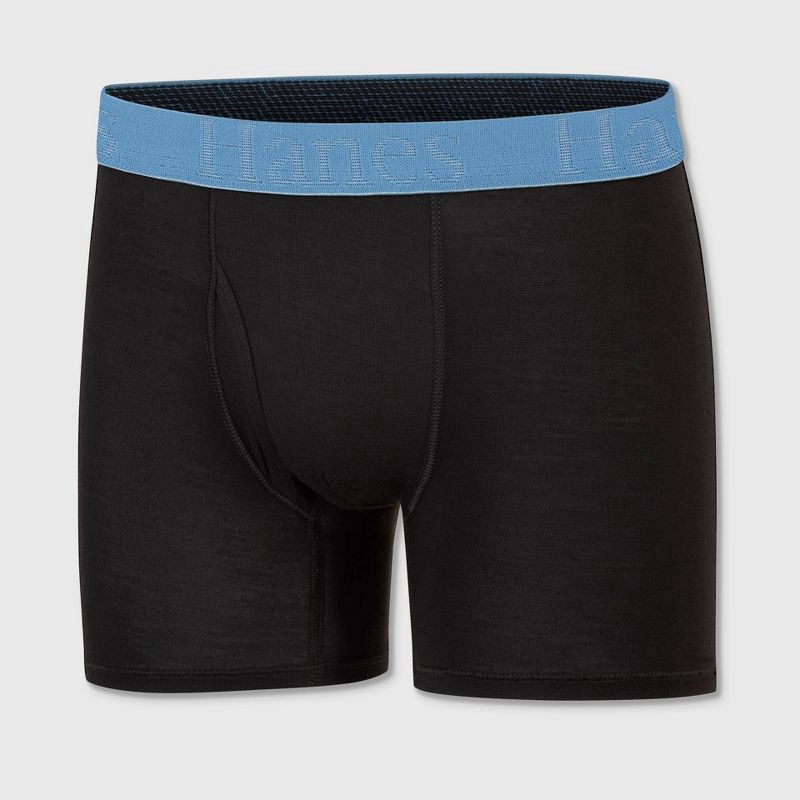 slide 3 of 6, Hanes Originals Boys' 5pk SuperSoft Boxer Briefs - Black L, 5 ct