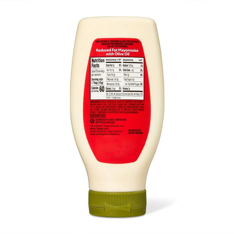 slide 3 of 3, Squeeze Reduced Fat Mayonnaise with Olive Oil - 20oz - Market Pantry™, 20 oz