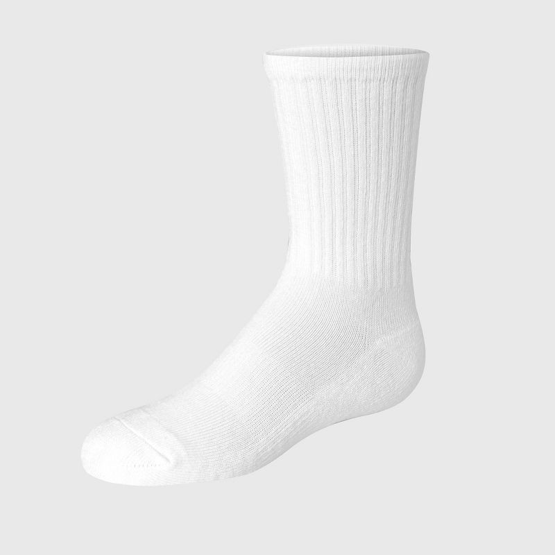 slide 3 of 4, Hanes Premium Girls' Pure 5pk Crew Socks White S: Arch Support, Breathable, Lightweight Knit, 5 ct