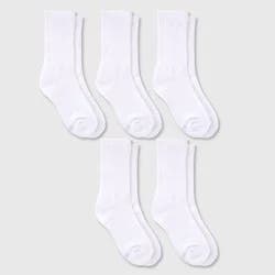 Hanes Premium Girls' Pure 5pk Crew Socks White S: Arch Support, Breathable, Lightweight Knit