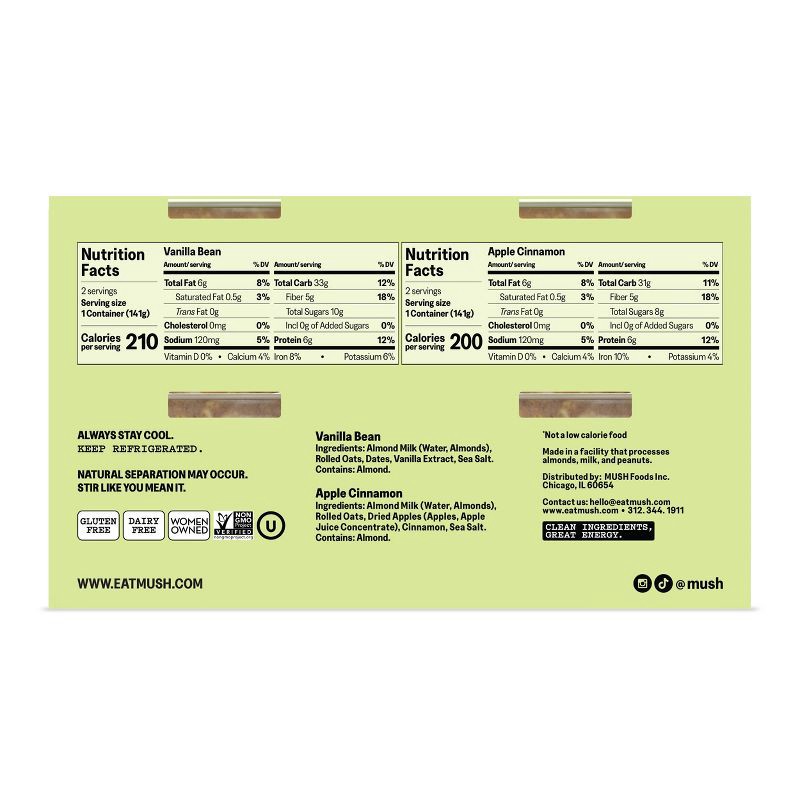 slide 3 of 4, MUSH Apple Cinnamon + Vanilla Overnight Oats - 20oz/4ct, 4 ct; 20 oz