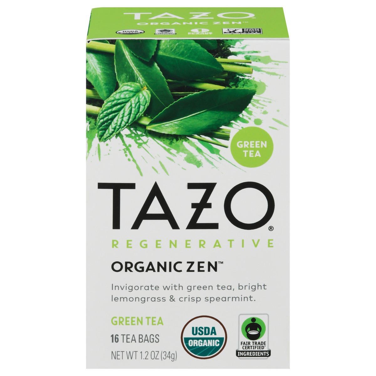 slide 1 of 1, Tazo Organiz Zen Green Tea Bags, 16 ct