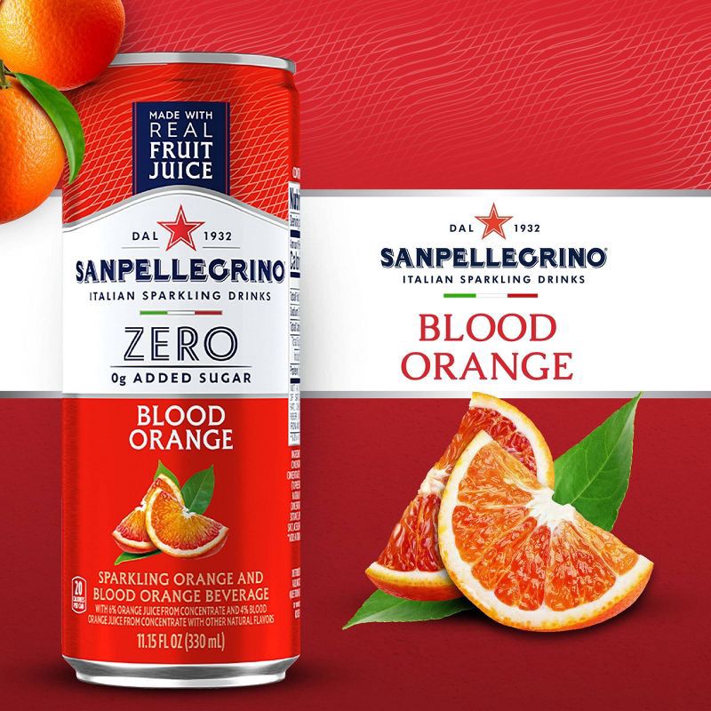 slide 2 of 9, Sanpellegrino Zero Blood Orange Italian Sparkling Beverage - 6pk/11.15 fl oz Cans, 6 ct; 11.15 fl oz