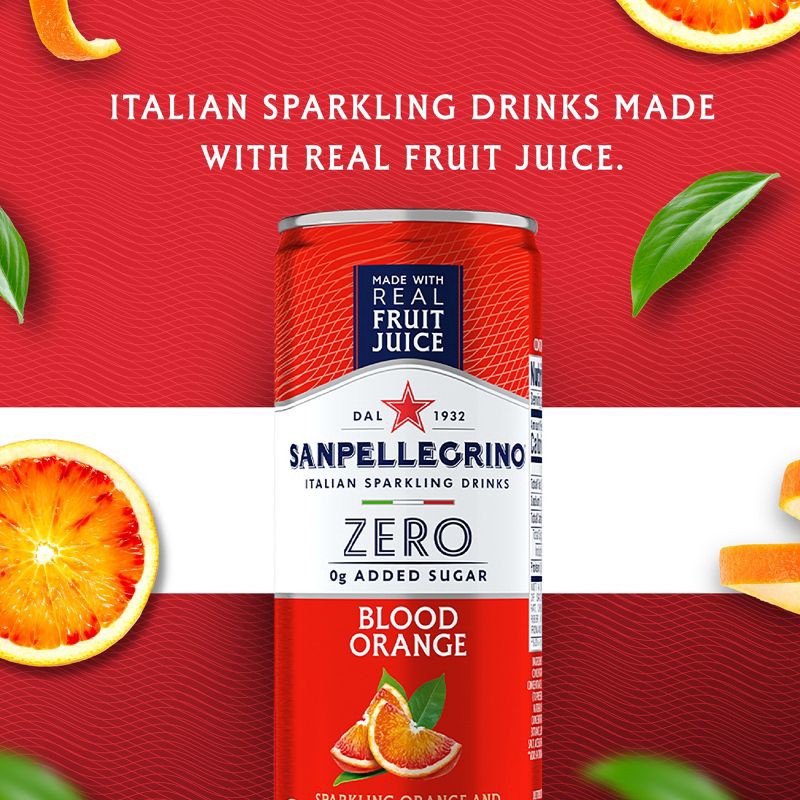 slide 3 of 9, Sanpellegrino Zero Blood Orange Italian Sparkling Beverage - 6pk/11.15 fl oz Cans, 6 ct; 11.15 fl oz