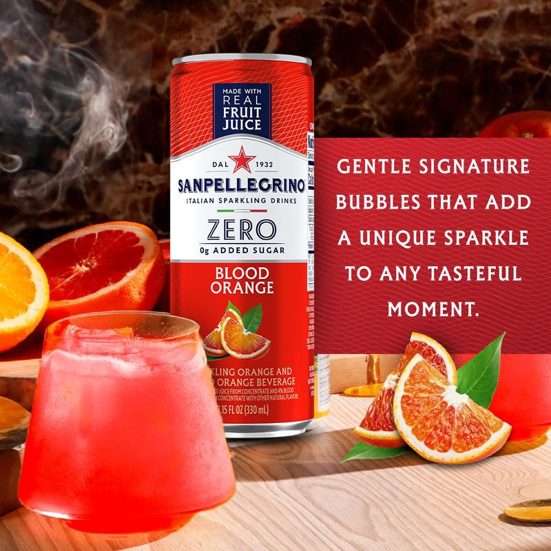 slide 4 of 9, Sanpellegrino Zero Blood Orange Italian Sparkling Beverage - 6pk/11.15 fl oz Cans, 6 ct; 11.15 fl oz