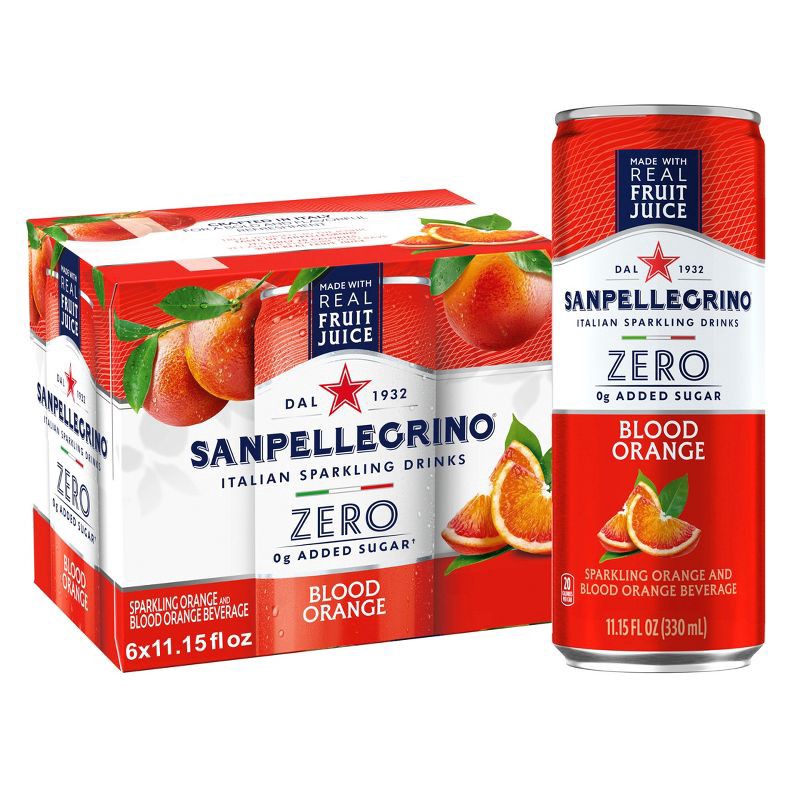 slide 9 of 9, Sanpellegrino Zero Blood Orange Italian Sparkling Beverage - 6pk/11.15 fl oz Cans, 6 ct; 11.15 fl oz