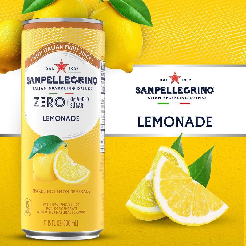 slide 2 of 10, Sanpellegrino Zero Limonata Italian Sparkling Beverage - 6pk/11.15 fl oz Cans, 6 ct; 11.15 fl oz