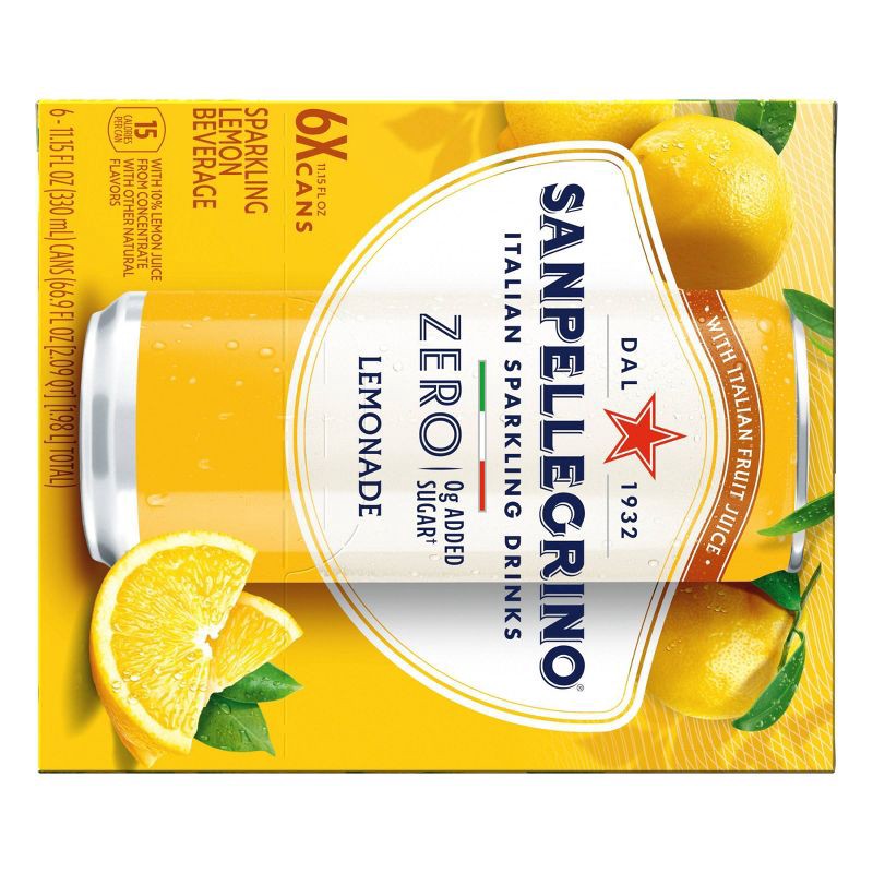 slide 8 of 10, Sanpellegrino Zero Limonata Italian Sparkling Beverage - 6pk/11.15 fl oz Cans, 6 ct; 11.15 fl oz