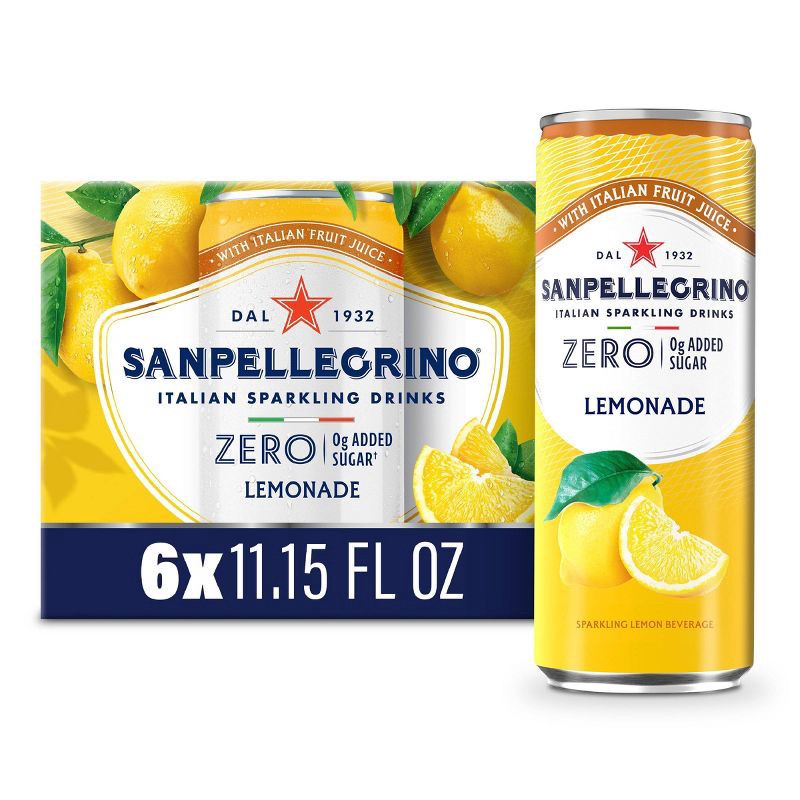slide 1 of 10, Sanpellegrino Zero Limonata Italian Sparkling Beverage - 6pk/11.15 fl oz Cans, 6 ct; 11.15 fl oz