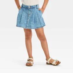 Girls' Pleated Denim Skort - Cat & Jack™ Medium Wash L