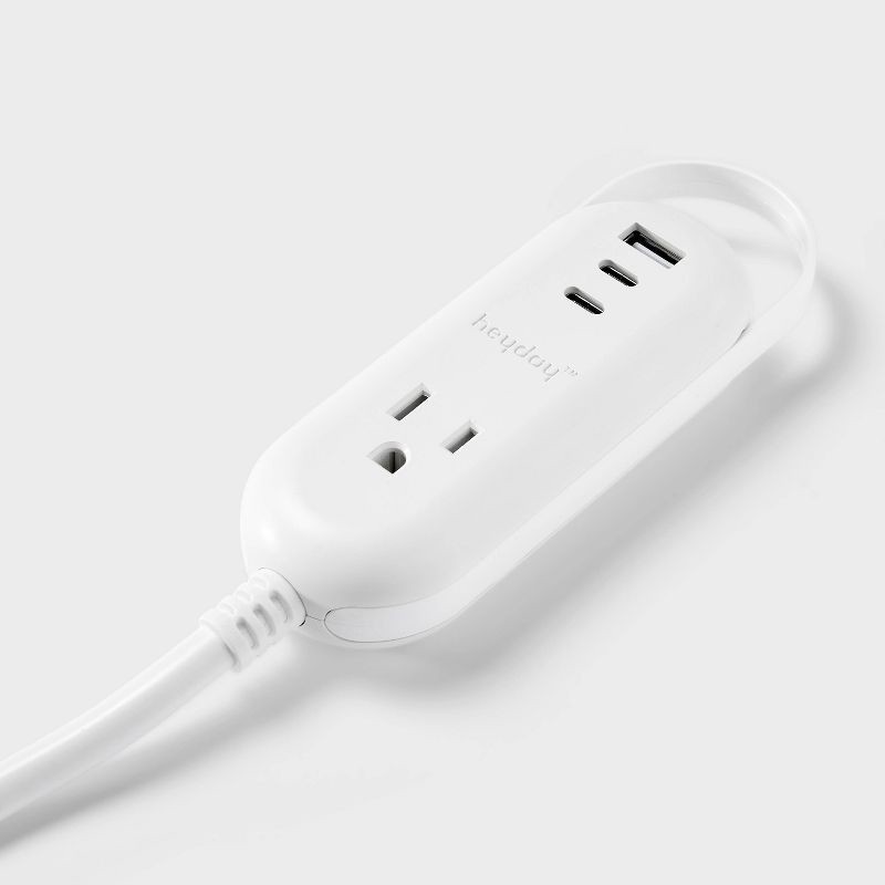 slide 2 of 3, 6' One-Outlet Indoor Extension Cord with USB & USB-C Ports White - heyday™: Flat Plug, 14 AWG, 15A, 6ft, 6 ft