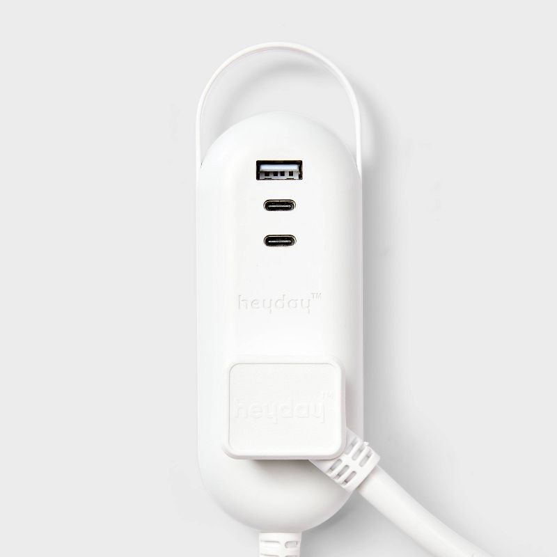 slide 3 of 3, 6' One-Outlet Indoor Extension Cord with USB & USB-C Ports White - heyday™: Flat Plug, 14 AWG, 15A, 6ft, 6 ft