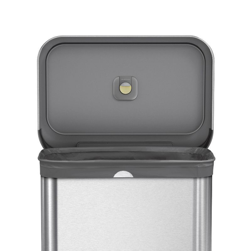 slide 5 of 5, simplehuman 58L Rectangular Dual Compartment Recycling Step Trash Can Gray, 58 liter