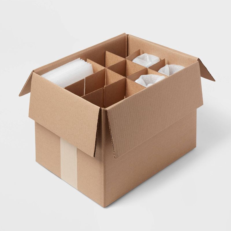 slide 4 of 4, Glass Kit - up&up™: Moving Supplies, Glass Packing Kit, Mailing Boxes, Chipboard, Flap Closure, Brown, 12" Width, 1 ct