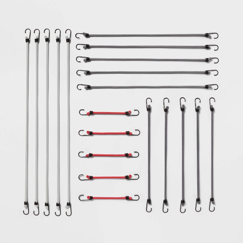 slide 4 of 4, Bungee Cord - up&up™: Multicolored Cargo Tie Downs, 20 Pack, Rubber & Polypropylene, 7.87" Height, 3.3 lbs, 20 ct, 3.3 lb