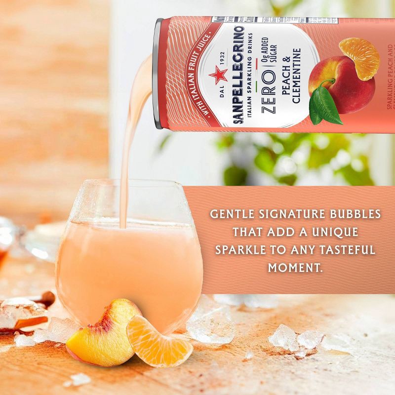 slide 4 of 7, Sanpellegrino Zero Clementine & Peach Italian Sparkling Beverage - 6pk/11.15 fl oz Cans, 6 ct; 11.15 fl oz