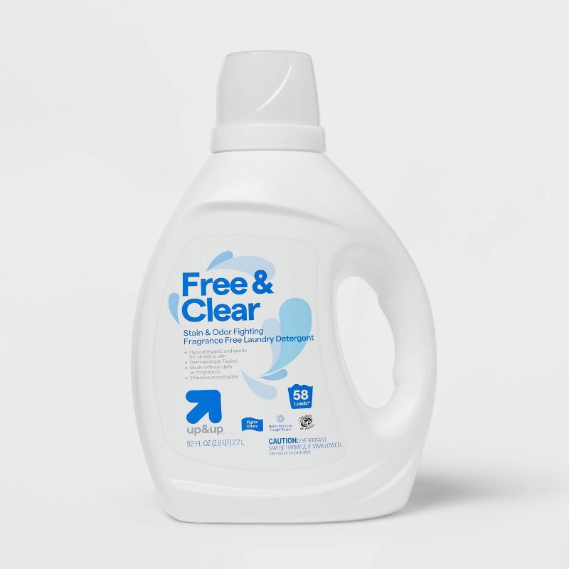 slide 1 of 3, Free & Clear Unscented Liquid Laundry Detergent 58 Loads - 92 fl oz - up&up™, 92 fl oz