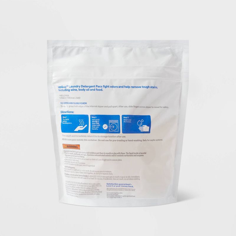 slide 3 of 3, Free & Clear Unscented Concentrated Laundry Detergent Pods 42 Pacs - 30.3oz - up&up™, 30.3 oz