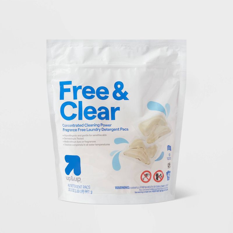 slide 1 of 3, Free & Clear Unscented Concentrated Laundry Detergent Pods 42 Pacs - 30.3oz - up&up™, 30.3 oz