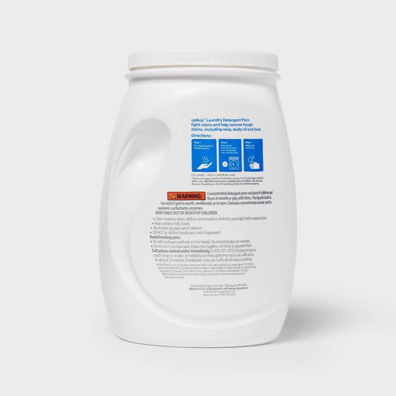 slide 3 of 3, Free & Clear Unscented Concentrated Laundry Detergent Pods 72 Pacs - 51.8oz - up&up™, 51.8 oz