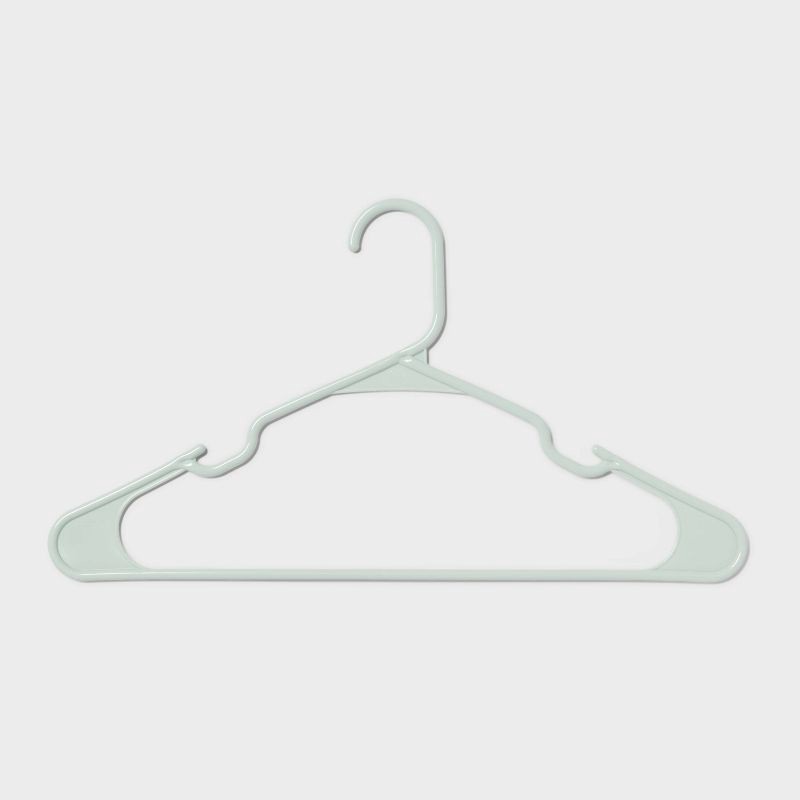 slide 3 of 3, 18pk Hangers Mindful Mint - Room Essentials™: Plastic Clothes Hangers for Shirts, Dresses, Tank Tops, Adult Use, 18 ct