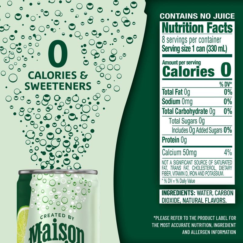 slide 6 of 13, Maison Perrier Lime Sparkling Water - 8pk/11.15 fl oz Cans, 8 ct, 11.15 fl oz