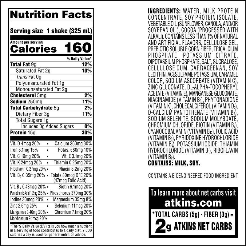 slide 6 of 7, Atkins Milk Chocolate Delight Non-Caffeinated Protein Shake - 12pk/132 fl oz, 12 ct; 132 fl oz
