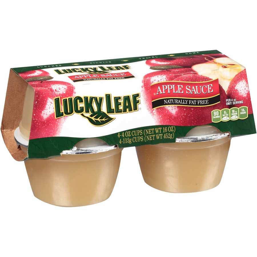 slide 2 of 8, Lucky Leaf Applesauce, 4 ct