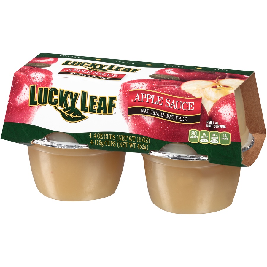 slide 3 of 8, Lucky Leaf Applesauce, 4 ct