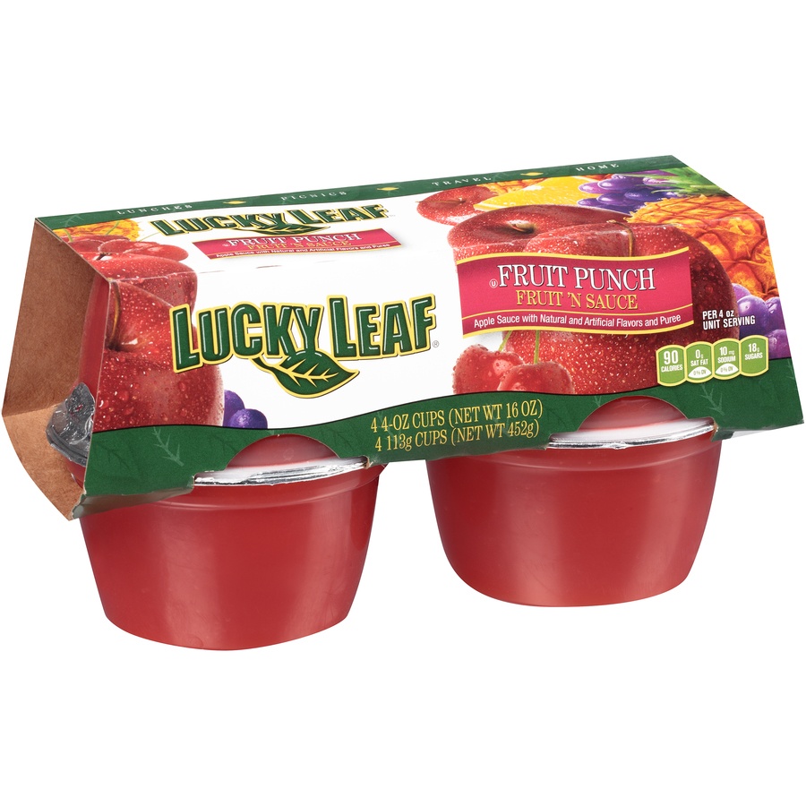 slide 5 of 8, Lucky Leaf Fruit Punch Apple Sauce, 4 ct