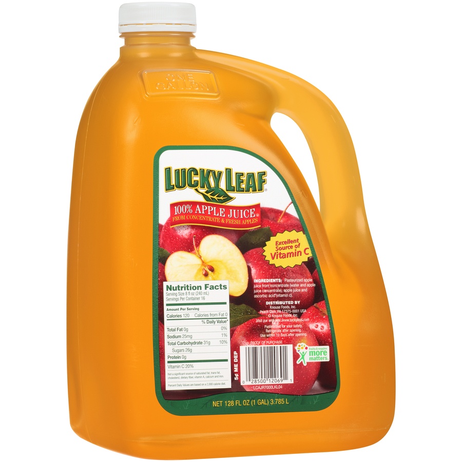 slide 6 of 8, Lucky Leaf 100% Apple Juice - 128 fl oz, 128 fl oz