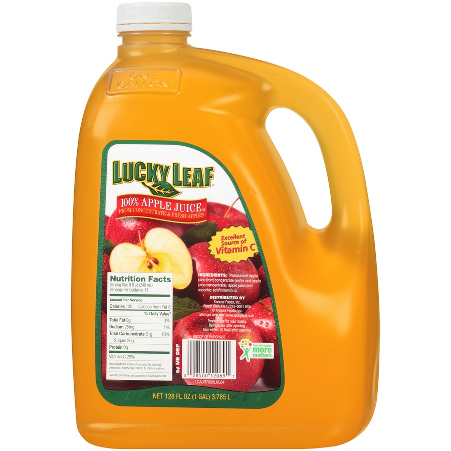 slide 8 of 8, Lucky Leaf 100% Apple Juice - 128 fl oz, 128 fl oz