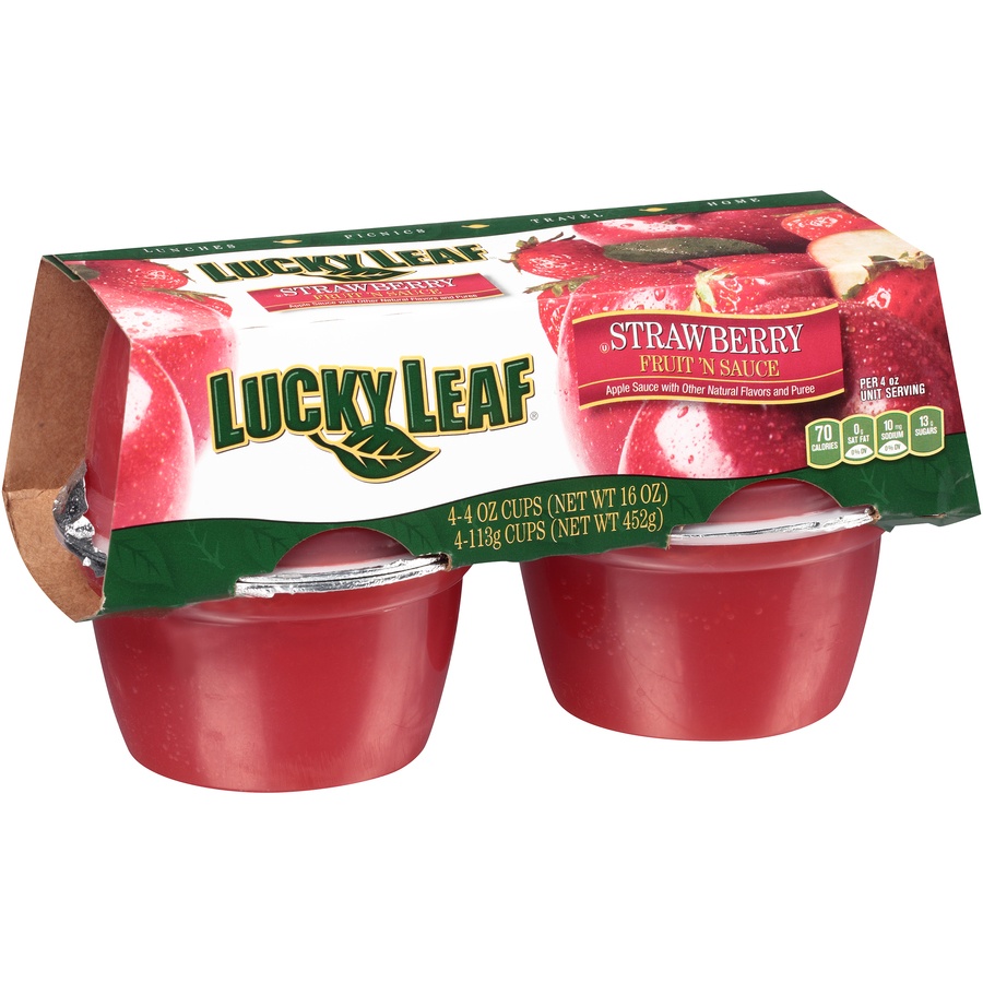 slide 3 of 8, Lucky Leaf Strawberry Apple Sauce, 4 oz