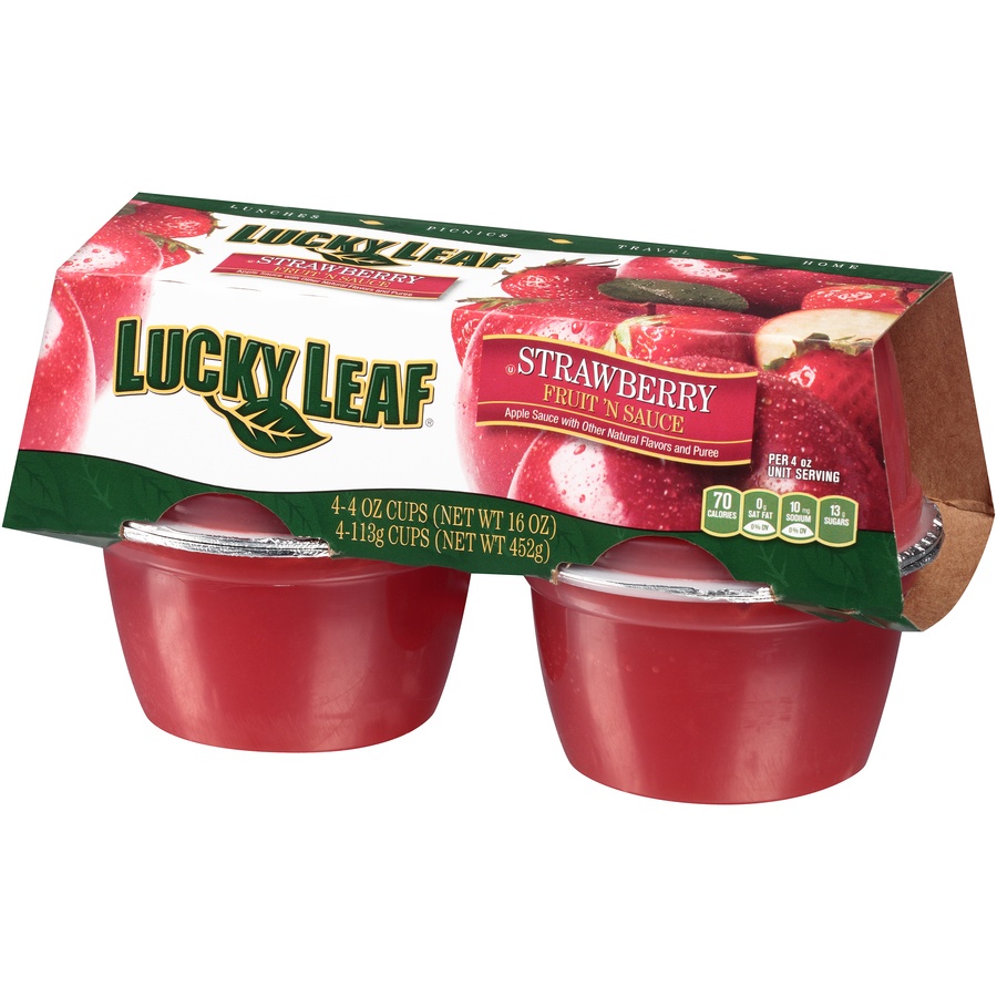 slide 4 of 8, Lucky Leaf Strawberry Apple Sauce, 4 oz