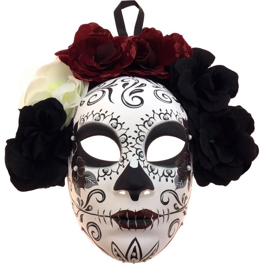slide 1 of 1, Party City Flower Crown Calavera Day of the Dead Mask, 1 ct
