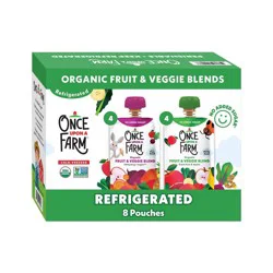 Once Upon a Farm Organic Fruit & Veggie Blends Variety Pack - 25.6oz/8ct