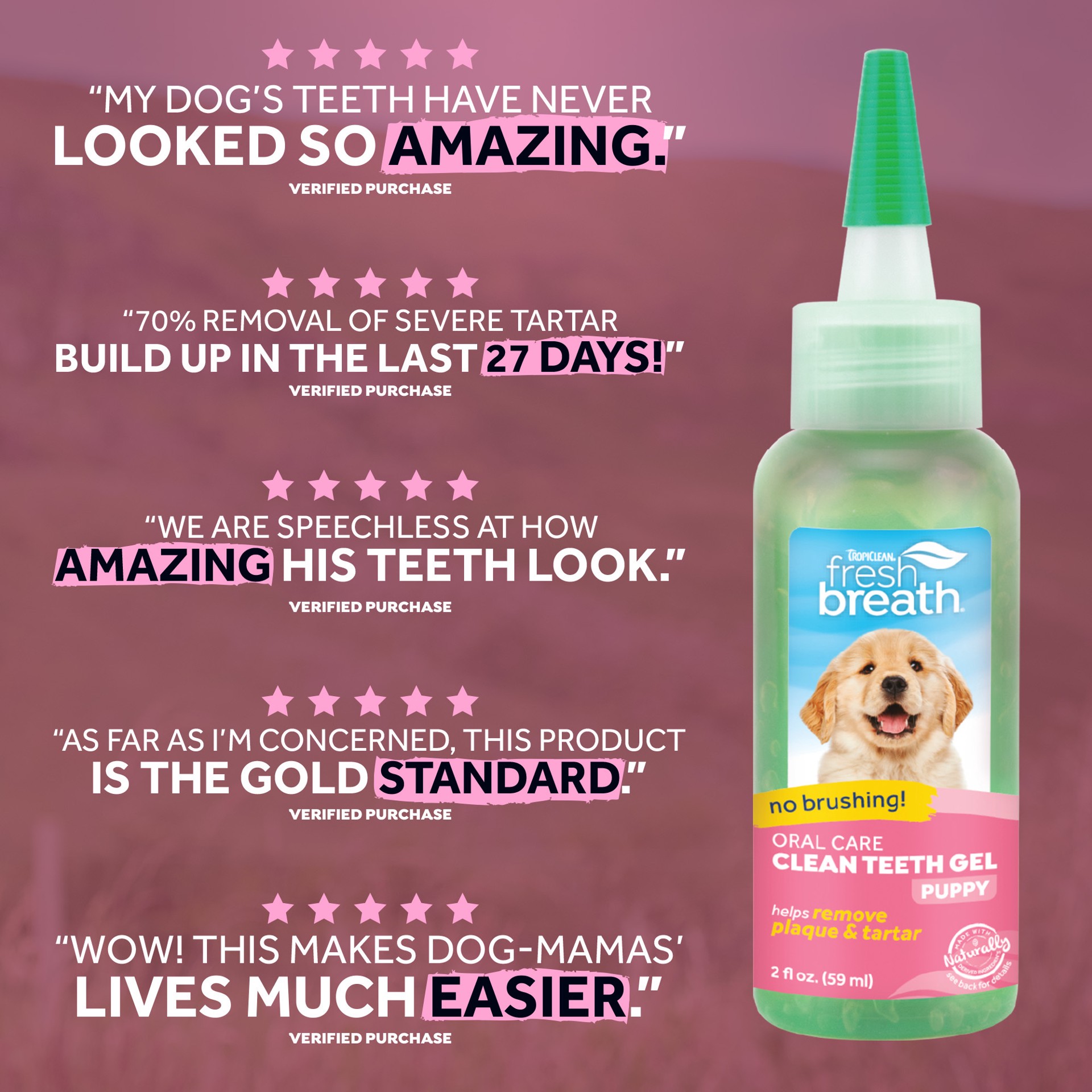 slide 4 of 10, TropiClean Fresh Breath No Brushing Clean Teeth Dental & Oral Care Gel for Puppies, 2oz, 2 oz