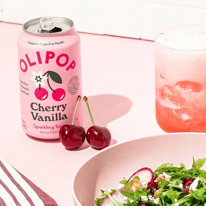 slide 2 of 6, OLIPOP Cherry Vanilla Prebiotic Soda - 12 fl oz Can, 12 fl oz