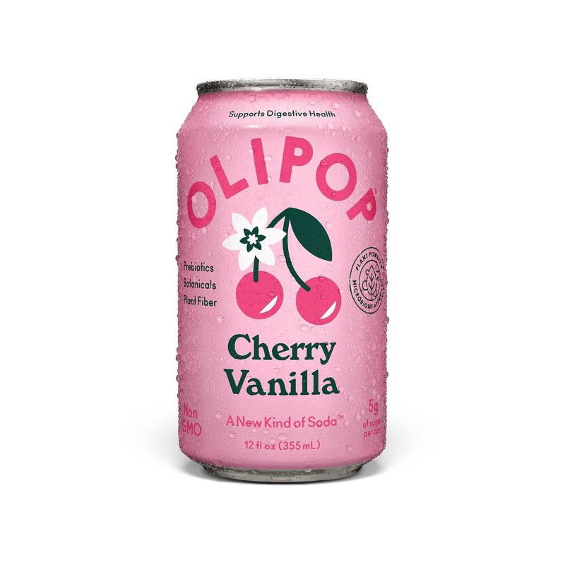 slide 1 of 6, OLIPOP 9g Fiber Prebiotic Soda Cherry Vanilla - 12 fl oz Can, 9 gram, 12 fl oz