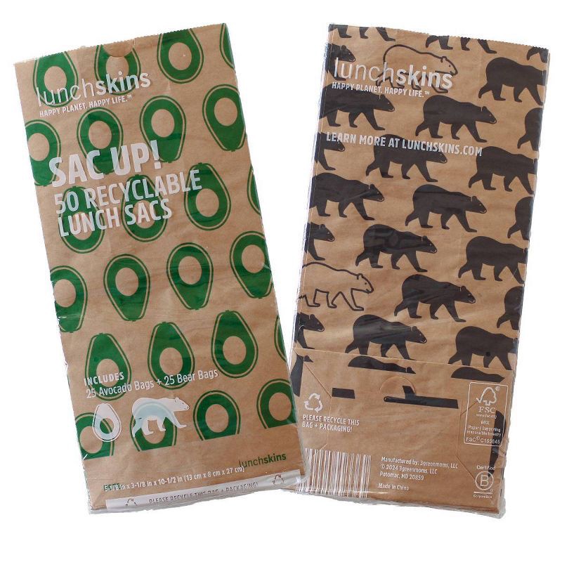 slide 2 of 9, Lunchskins Recyclable Paper Lunch Sacs - 50ct (Variety Pack), 50 ct