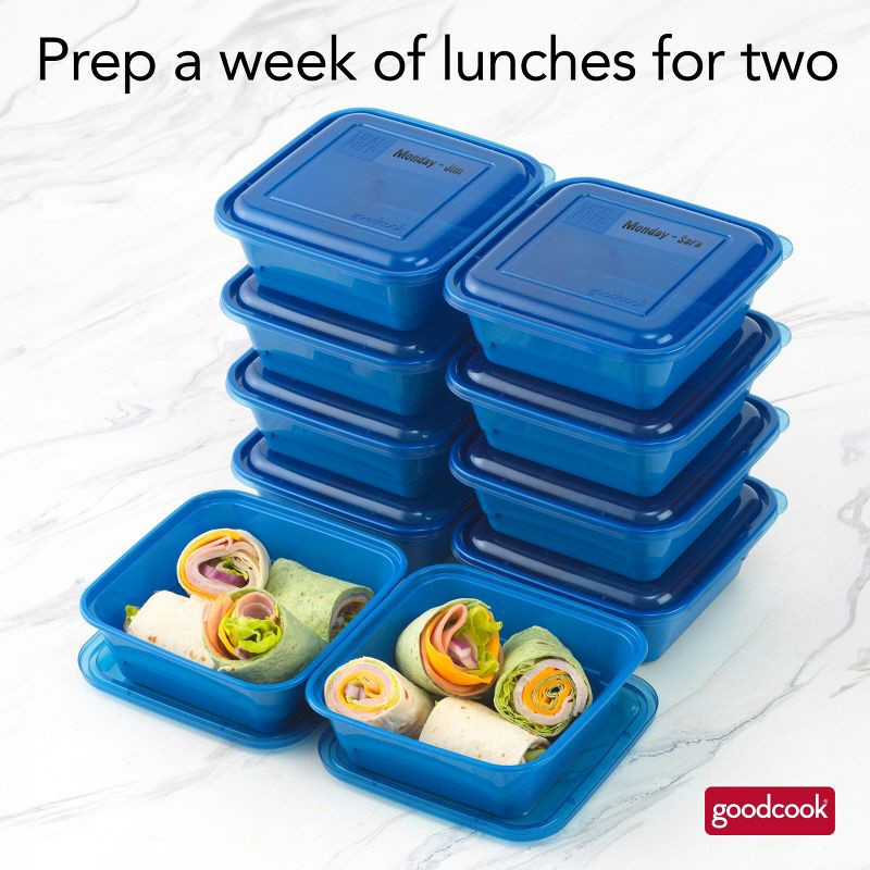 slide 2 of 9, GoodCook Meal Prep 1 Compartment Square Containers + Lids - 3Cups - 20pcs/10ct - Blue, 20 ct, 10 ct