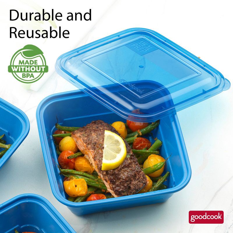 slide 7 of 9, GoodCook Meal Prep 1 Compartment Square Containers + Lids - 3Cups - 20pcs/10ct - Blue, 20 ct, 10 ct