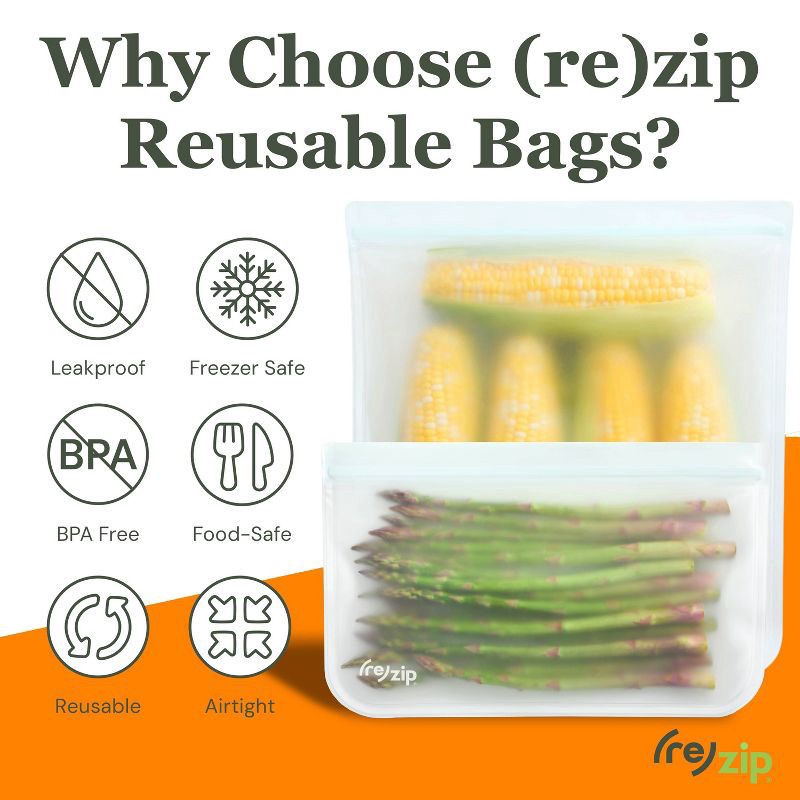 slide 6 of 9, (re)zip Reusable Leakproof 2 Gallon and 2 Half Gallon Refrigerator and Freezer Bags - 4-pc, 2 gal