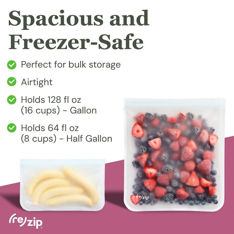 slide 7 of 9, (re)zip Reusable Leakproof 2 Gallon and 2 Half Gallon Refrigerator and Freezer Bags - 4-pc, 2 gal