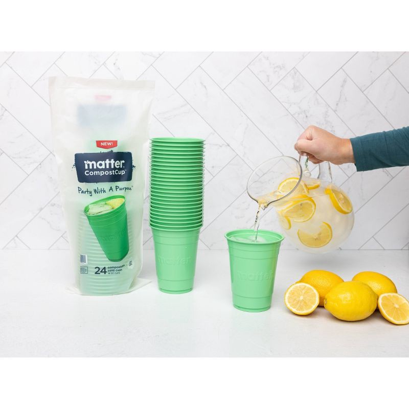slide 3 of 13, Matter Compostable Cold Disposable Cups - 18oz/24ct, 18 oz, 24 ct