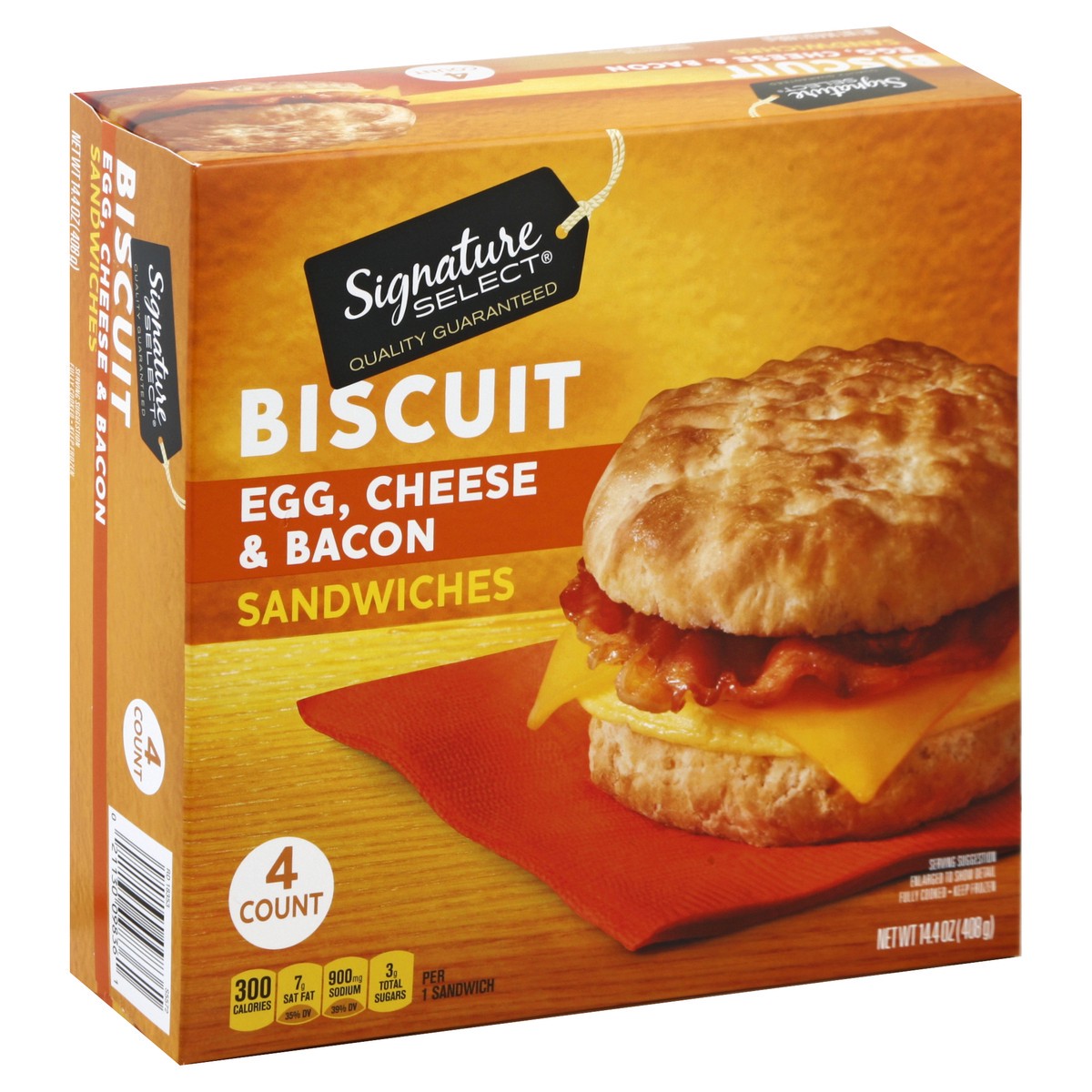 slide 5 of 5, Signature Select Egg, Cheese & Bacon Biscuit Sandwiches, 4 ct