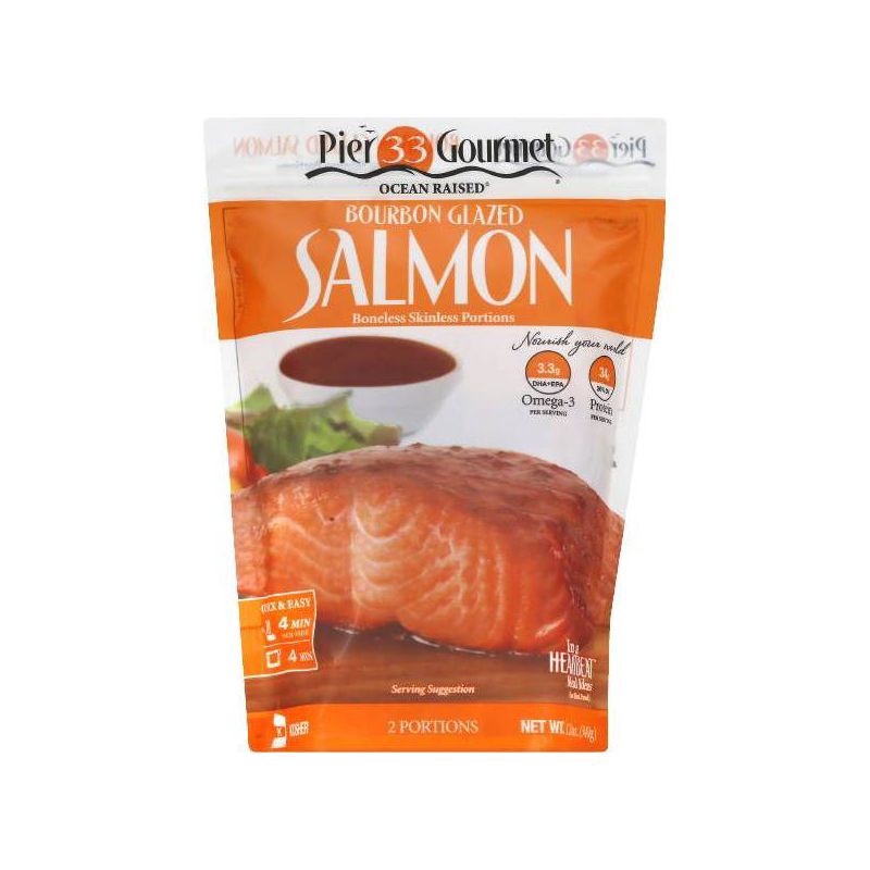 slide 1 of 5, Pier 33 Gourmet Bourbon Salmon - Frozen - 12oz, 12 oz