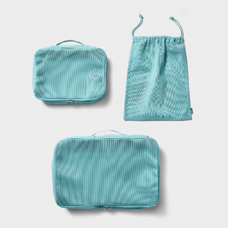 slide 1 of 2, 3pc Softside Laundry Bag and Packing Cube Set Sage - Open Story™️, 3 ct