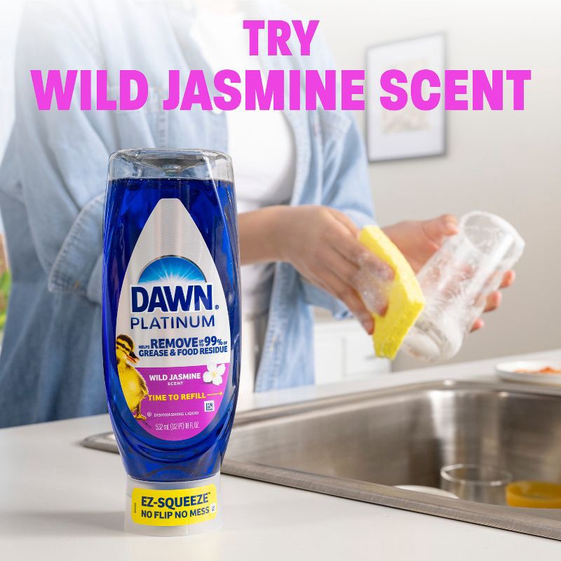 slide 6 of 16, Dawn Platinum Ez Squeeze Dishwashing Liquid - Wild Jasmine - 24.3 fl oz, 24.3 fl oz